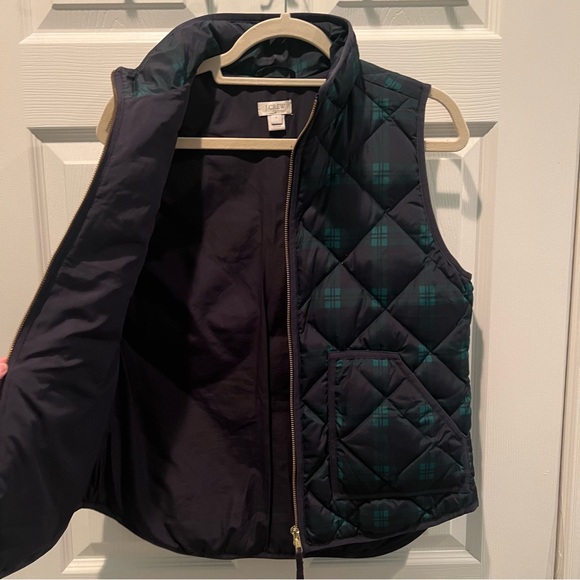 J. Crew Puffer Vest in Blue & Green Plaid Size S - Picture 5 of 7